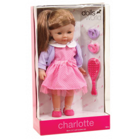 DOLLS WORLD CHARLOTTE 36 CM SOFT BODIED DOLL BRUNETTE