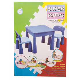 Table And Chair Blue With Block Top And Storage