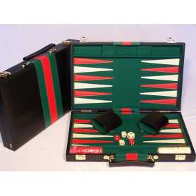 Backgammon, black vinyl case, 15