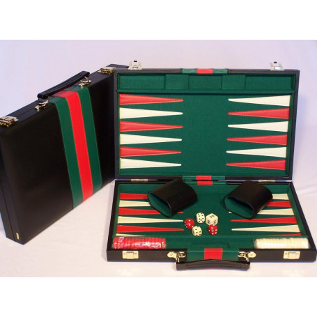 Backgammon, black vinyl case, 15