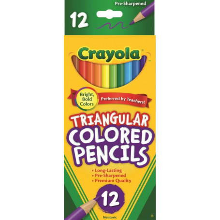 Crayola 12 FULL SIZE TRIANGULAR COLORED PENCILS