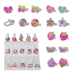 Pink Poppy Colourful enamel ring display set