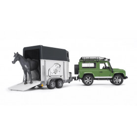 BRUDER LAND ROVER WITH HORSE AND TRAILER