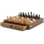 Dal Rossi Chess/checkers, walnut box, with drawer
