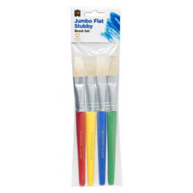 Brush Jumbo Flat Wooden Bristle Pk of 4