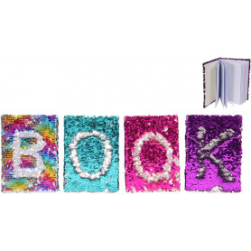 (G/BOX) 18X13CM SEQUIN NOTBOOK 4 ASSTD