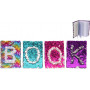 (G/BOX) 18X13CM SEQUIN NOTBOOK 4 ASSTD