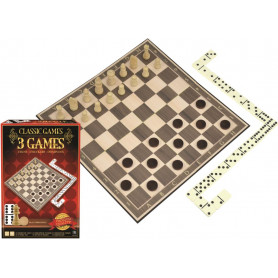 Classic Games Collection 3 Game Set Chess Checker Dominoes