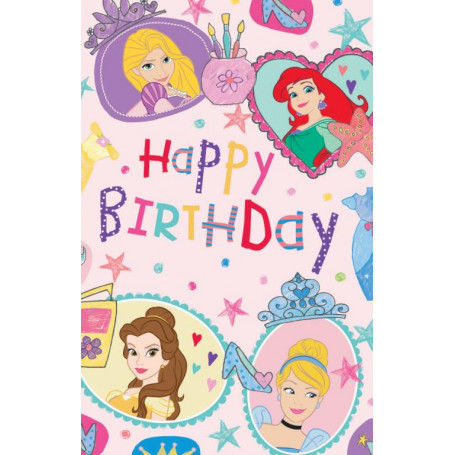 CARD BDAY PRINCESS GROUP PNK DOTS