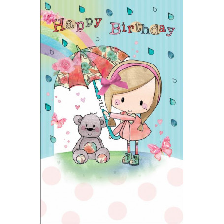 CARD BDAY JUV GIRL UMBRELLA
