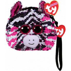 Beanie Boos Sequin Wristlet - ZOEY Pink/Black Zebra