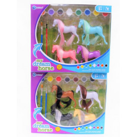 Paint Your Own 4Pce Horse Set - 8 DIY Paints & Brushes Asst