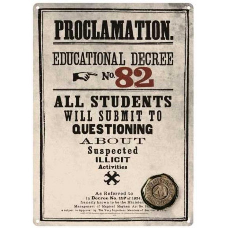 Harry Potter Tin Sign Small Decree 82