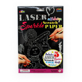 LASER SPARKLE SCRATCH PAPER (5 x A5 SHEETS & TOOL)