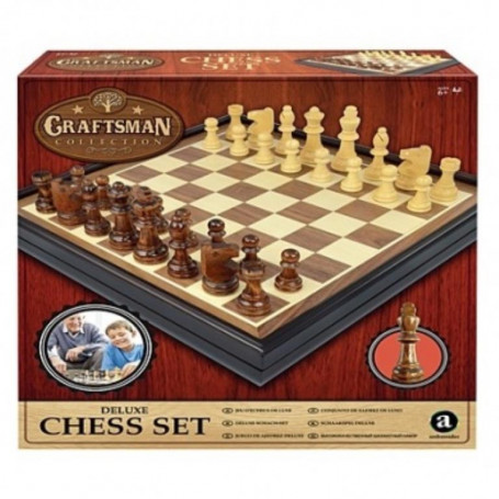 Craftsman Natural Wood Veneer Deluxe Chess Set