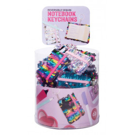 Reversible Sequin Notebook Keychains Asst