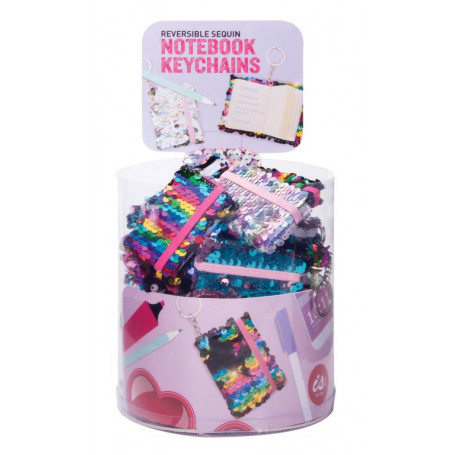 Reversible Sequin Notebook Keychains Asst