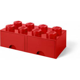 LEGO BRICK DRAWER (8 KNOBS) - Bright Red
