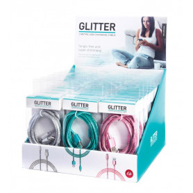 Glitter Charging Cable Asst - 2mtr