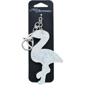 Keyring Flamingo Thick Glitter Assorted Colours