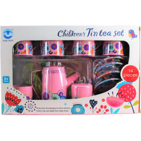 Kaleidescope Flower Design Tea Set - Incs Metal Tray