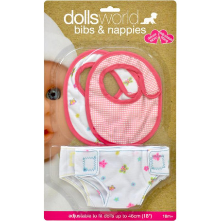 Dollsworld bibs & nappies (D48)