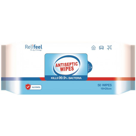ReliFeel Antibacterial 10pk 18cm x 20cm Wipes Travel Pack