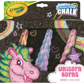 3 Washable Sidewalk Chalk Unicorn Rainbow (Assorted Colors)