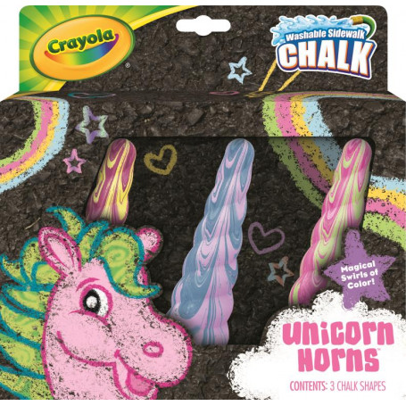 3 Washable Sidewalk Chalk Unicorn Rainbow (Assorted Colors)