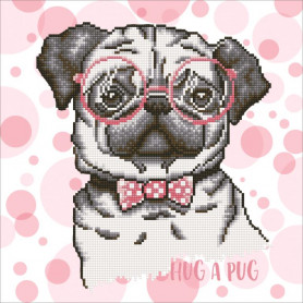 DIAMOND DOTZ HUG A PUG 35 x 35cm