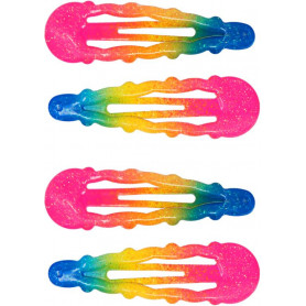 Pink Poppy Rainbow Snap Hairclips