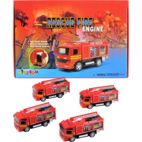 Rescue Fire Engine Truck - Pull Back, Open Doors