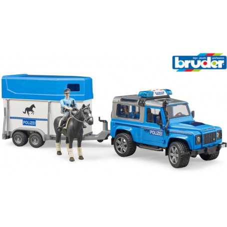 Bruder 1:16 Land Rover Defender Police w/horse trailer