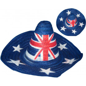 49CM AUSSIE MEXICAN SOMBRERO HAT WITH FLAG DESIGN