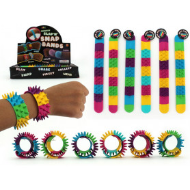 SPIKY SLAP BAND BANGLES (6 ASSTD) - 21.5cm
