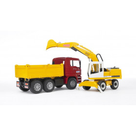 Bruder 1:16 MAN TGA Truck with Liebherr Excavator