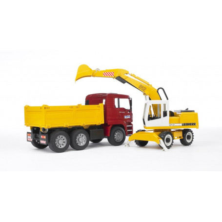 Bruder 1:16 MAN TGA Truck with Liebherr Excavator