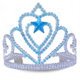 Silver Heart Tiara W/Blue Star
