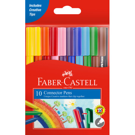 Faber-Castell Connector Pen Colour Marker Asstd (Wallet 10)