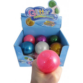 GLITTER SQUEEZE BALL 7cm 12/144
