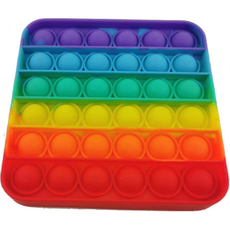 SILICONE PUSH POP GAME - SQ - 12.5CM (RAINBOW) BAG