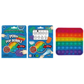 SILICONE PUSH POP GAME - SQUARE - 12.6CM (RAINBOW)