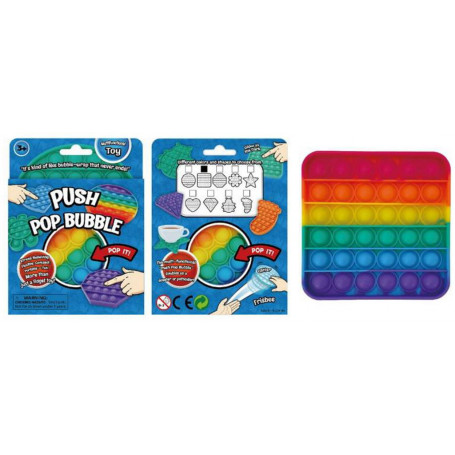 SILICONE PUSH POP GAME - SQUARE - 12.6CM (RAINBOW)