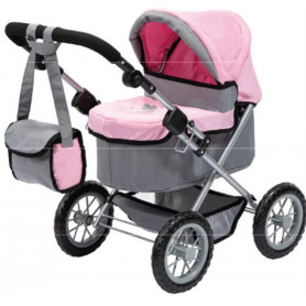 Bayer Trendy Pram - Grey with Pink Trim & Butterfly motif
