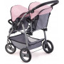 Bayer Twin Tandem Pram - Pink & Grey