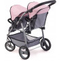 Bayer Twin Tandem Pram - Pink & Grey