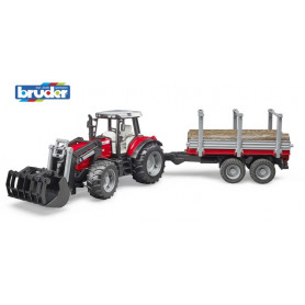 Bruder 1:16 Massey Ferguson 7480 w/ Front Loader & Trailer