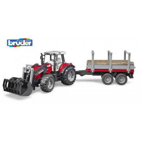 Bruder 1:16 Massey Ferguson 7480 w/ Front Loader & Trailer