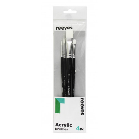 Reeves Acrylic Brushes Short Handle Set of 4