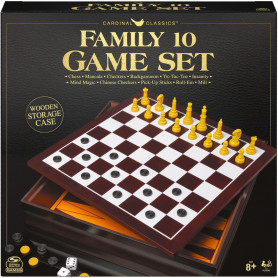 Classic Wood Family 10 Game Set Black & Gold